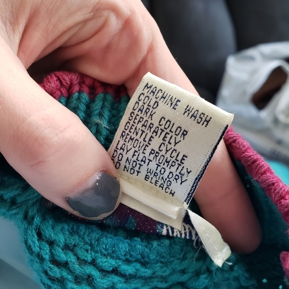 Vintage AJ Brandon Paisley Pullover Sweater Medium Teal Green Navy Boho Whimsy - Picture 5 of 6